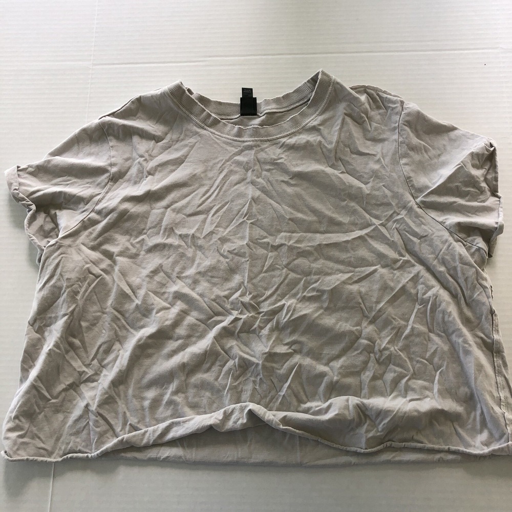 Wild Fable Gray Distressed Crop Top T-Shirt 1X A66